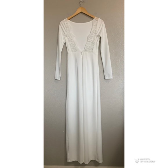 Lulus XS Romantic Moments White Lace Long Sleeve Maxi Dress NWT Wedding - Picture 6 of 17